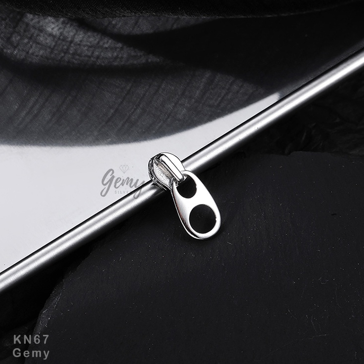 Khuyên tai nam bạc 925 nam nữ hình khoá kéo độc đáo, cá tính, unisex Zipper (1 chiếc) | GEMY SILVER KN67