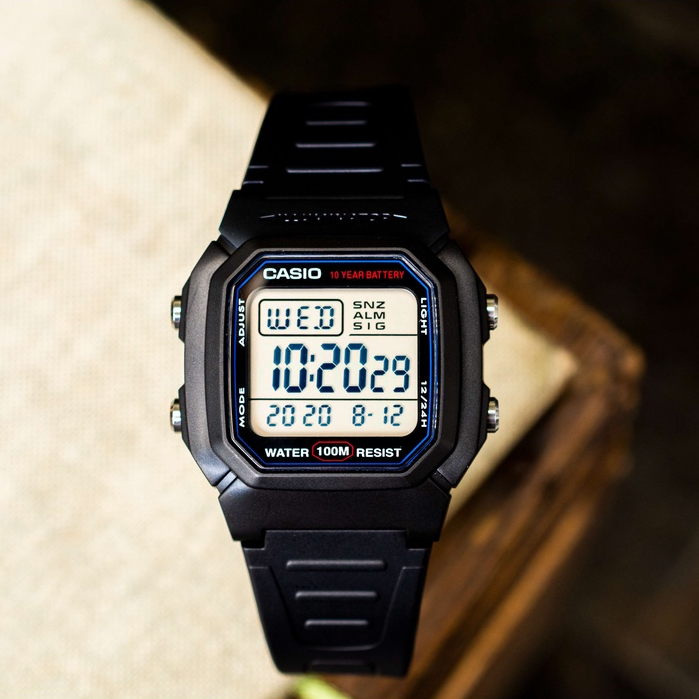 Đồng hồ Casio nam điện tử W-800H-1AVDF dây cao su chính hãng
