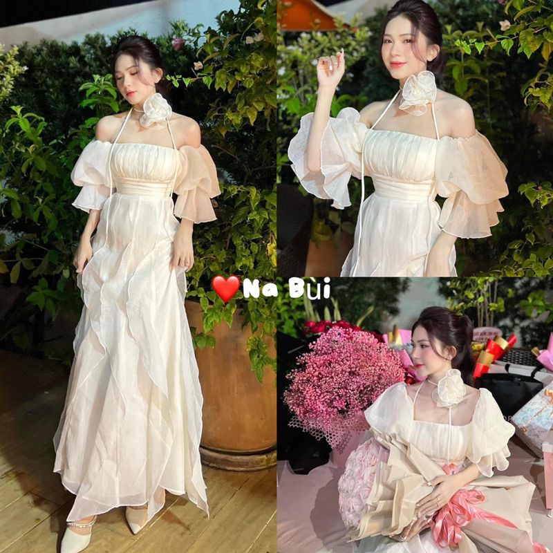 ( Mẫu mới ) đầm trễ vai siêu bồng bềnh siêu hot, free size