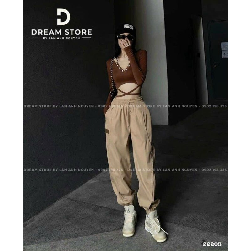 Áo thun croptop nút dây cuốn cổ tim tay dài A15