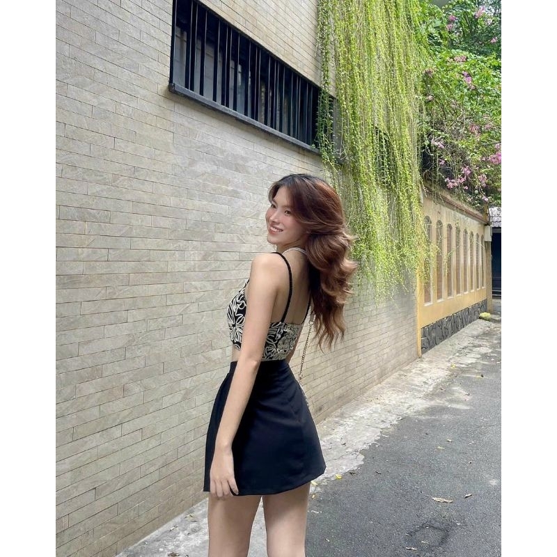 Áo 2 dây ren cổ tim croptop hàng QC đẹp xuất sắc
