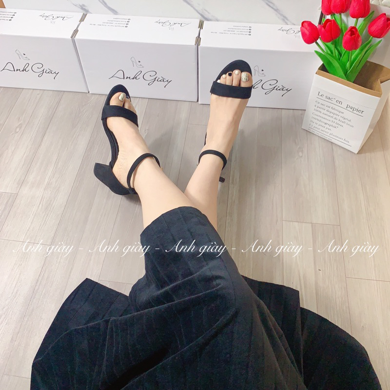 SD32- Sandal da lộn quai ngang bít gót 7p chất đẹp hàng Việt Nam dáng basic dễ phối đồ, form chuẩn(ảnh thật, kèm video)