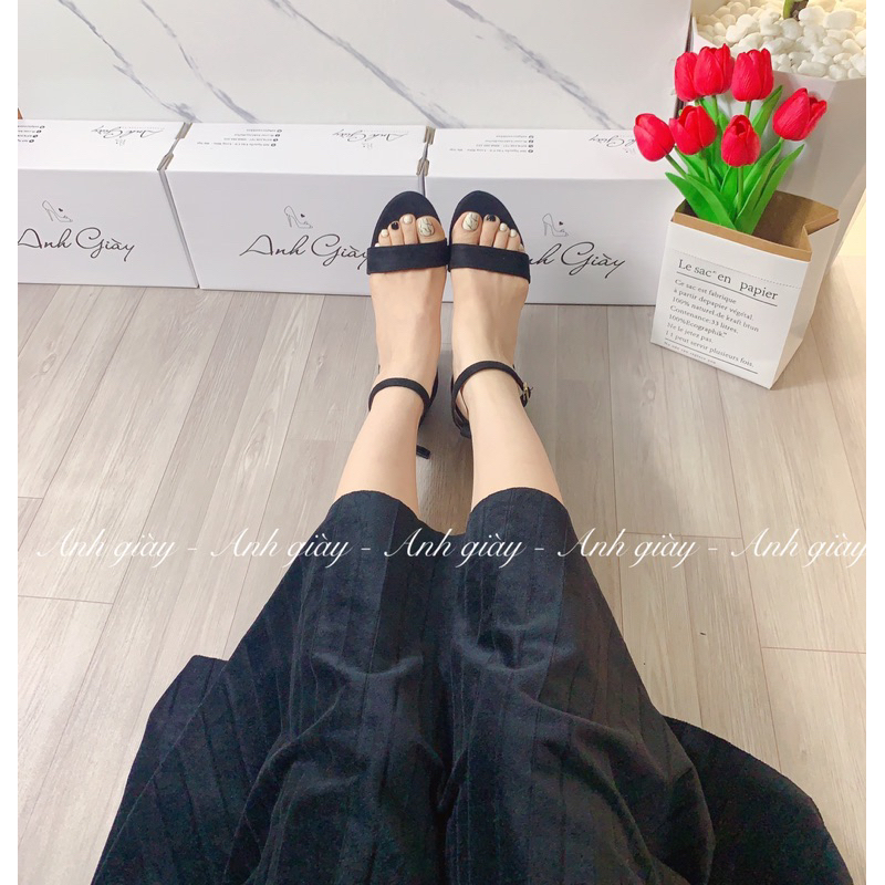 SD32- Sandal da lộn quai ngang bít gót 7p chất đẹp hàng Việt Nam dáng basic dễ phối đồ, form chuẩn(ảnh thật, kèm video)