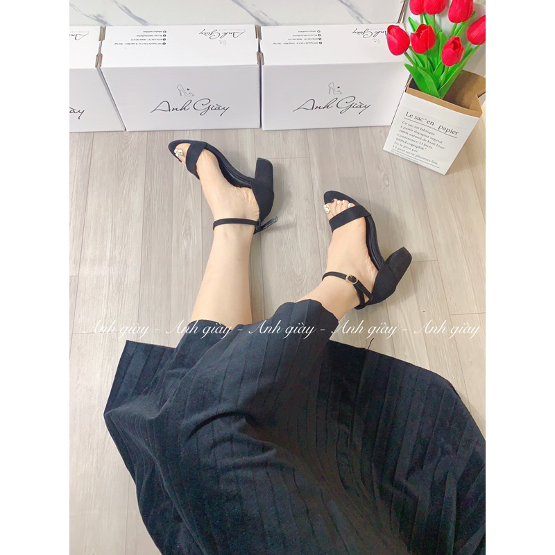SD32- Sandal da lộn quai ngang bít gót 7p chất đẹp hàng Việt Nam dáng basic dễ phối đồ, form chuẩn(ảnh thật, kèm video)