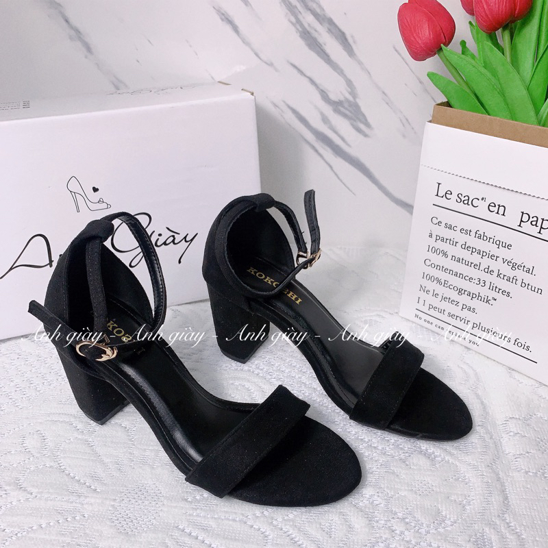 SD32- Sandal da lộn quai ngang bít gót 7p chất đẹp hàng Việt Nam dáng basic dễ phối đồ, form chuẩn(ảnh thật, kèm video)
