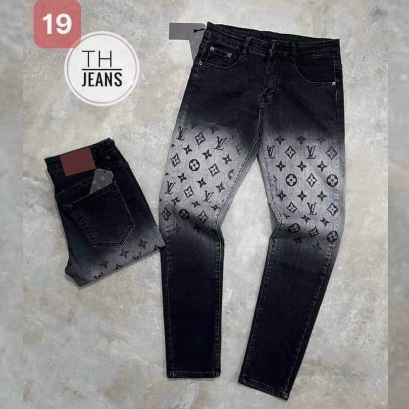 Quần jean nam CAO CẤP phối loang in họa tiết chữ đẹp trẻ trung, chất jean co dãn giá rẻ