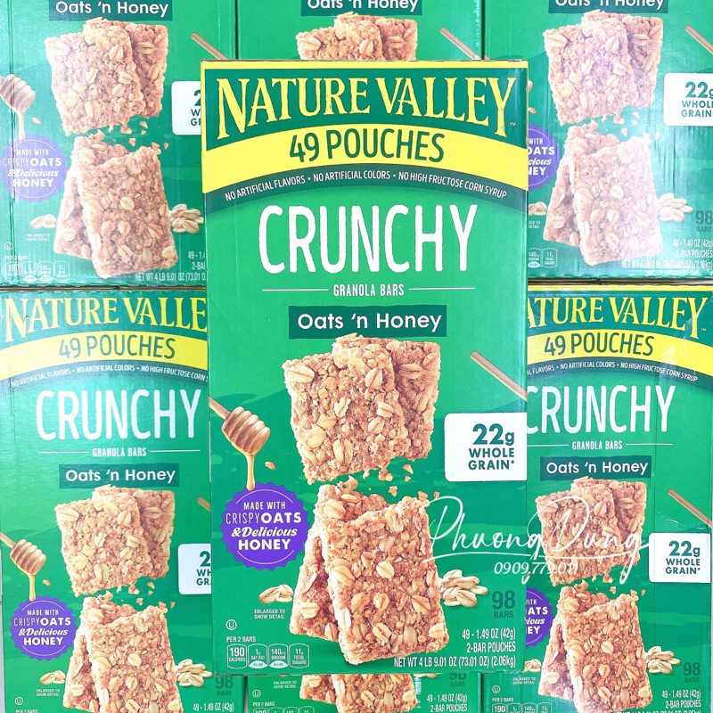 Thanh ngũ cốc yến mạch Crunchy Granola bars oats honey Nature Valley Mỹ 2,06kg