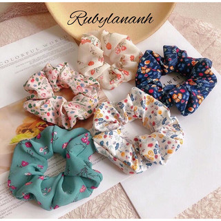 Cột tóc vải scrunchies hot trend màu họa tiết
