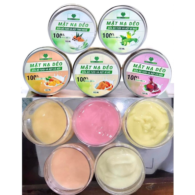 Mặt nạ dẻo sữa bò tươi bột rau củ nguyên chất Mẹ Ken hủ 100ml, dưỡng trắng da, cấp ẩm