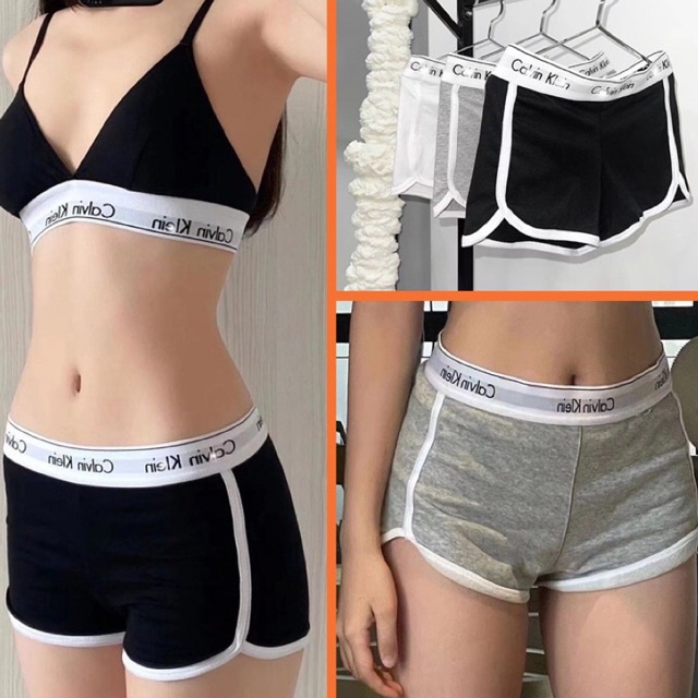 Set đồ lót thể thao CK có mút LII cạp chữ màu đen xám trắng