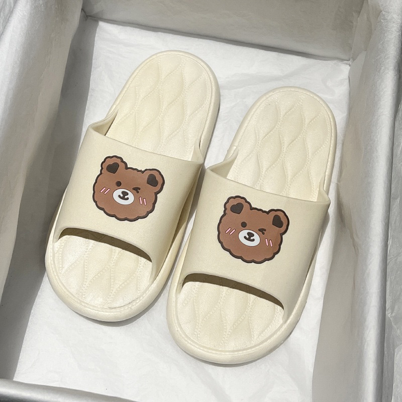 Dép nữ đi trong nhà họa tiết gấu nâu quai ngang siêu êm