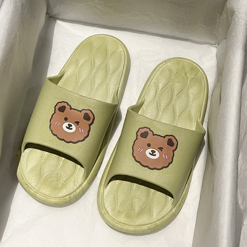 Dép nữ đi trong nhà họa tiết gấu nâu quai ngang siêu êm