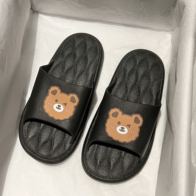 Dép nữ đi trong nhà họa tiết gấu nâu quai ngang siêu êm