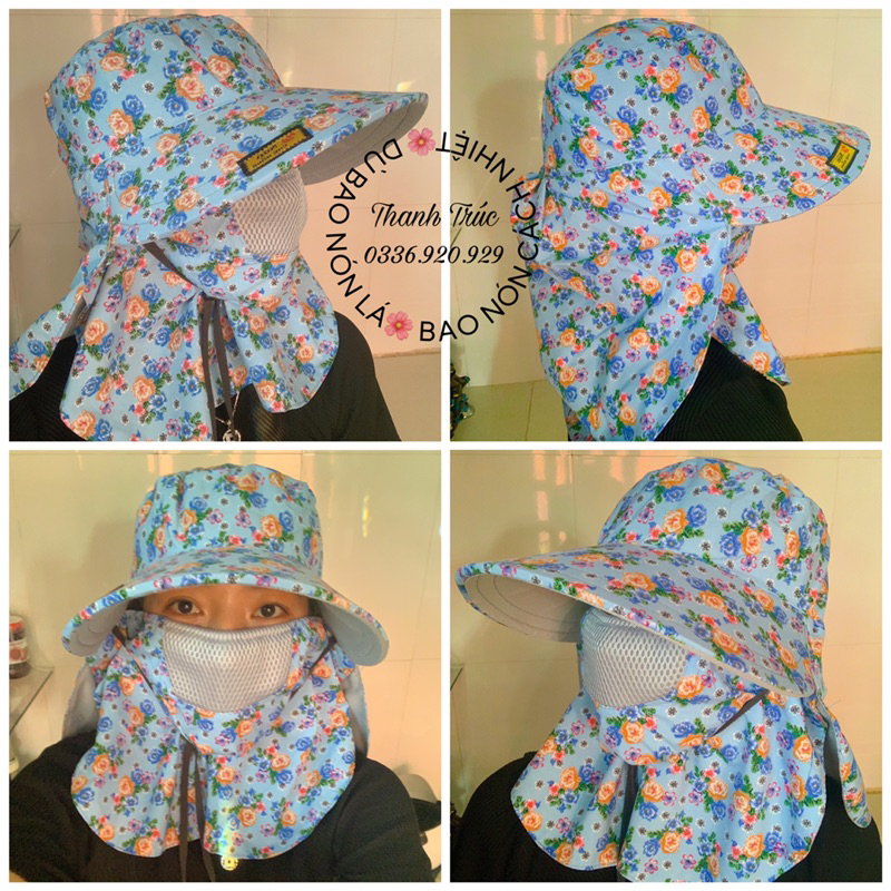 🔥NÓN CHỐNG NẮNG🌞Che mát Full Mặt/Cổ/Vai Có dây rút+ lưới thông hơi