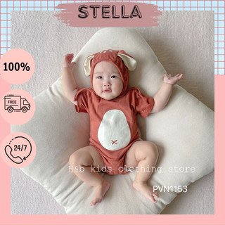 Body liền thân, Body hình thú kèm nón dễ thương cho bé trai, bé gái size sơ sinh 5-15kg.