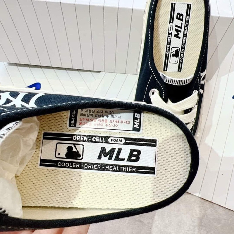Giày sục MLB Mule đạp gót màu đen nâu denim xanh dễ mang, giá tốt | CODE: 3AMUUA11N