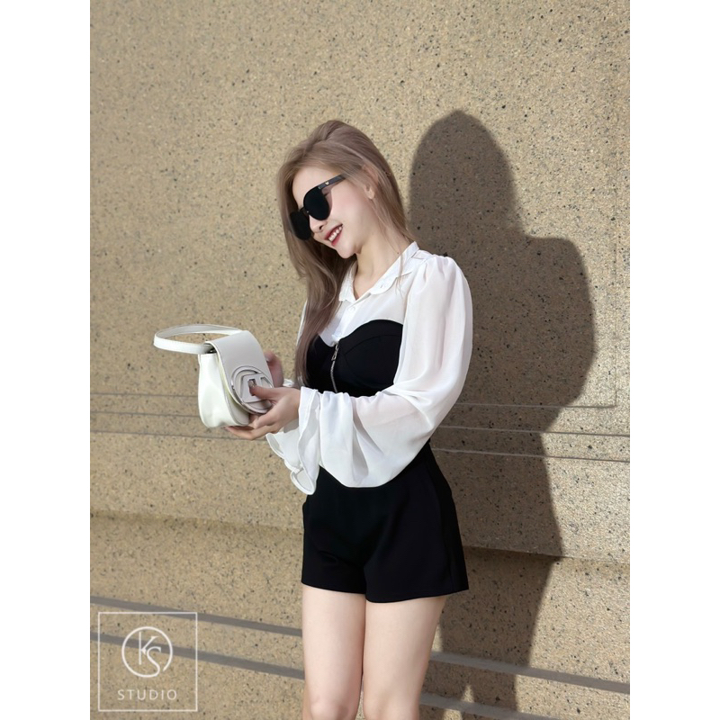 Set Áo Sơ Mi Khoá Phối Quần Hàng Thiết Kế Cao Cấp Mã KS02