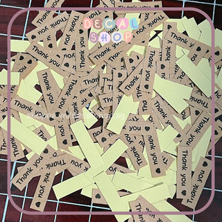 Set 100 tem niêm phong thank you mini giấy kraft có keo sẵn
