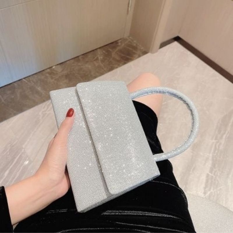 Túi ví cầm tay đi tiệc đá nơ hot hit sang chảnh 19cm