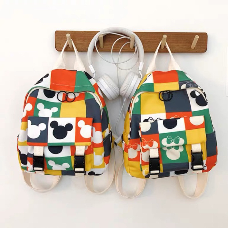 Ba lô mini hoạ tiết Chuột Mickey, Minnie phối màu sắc nổi bật, phong cách Hàn, đáng yêu, cá tính