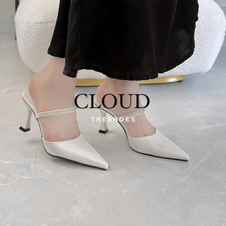 Giày hở gót mũi nhọn quai đá 8cm