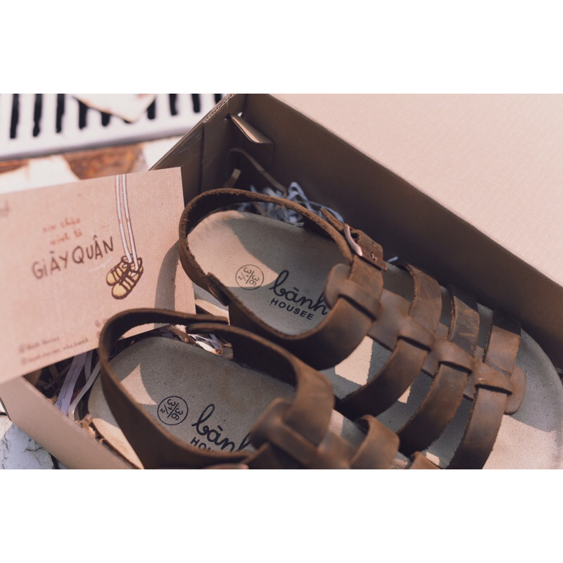 Giày Quân đế trấu da bò