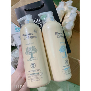 Cặp Gội Xả Biotin Colagen Trắng 1000ml Chống khô sơ gãy rụng