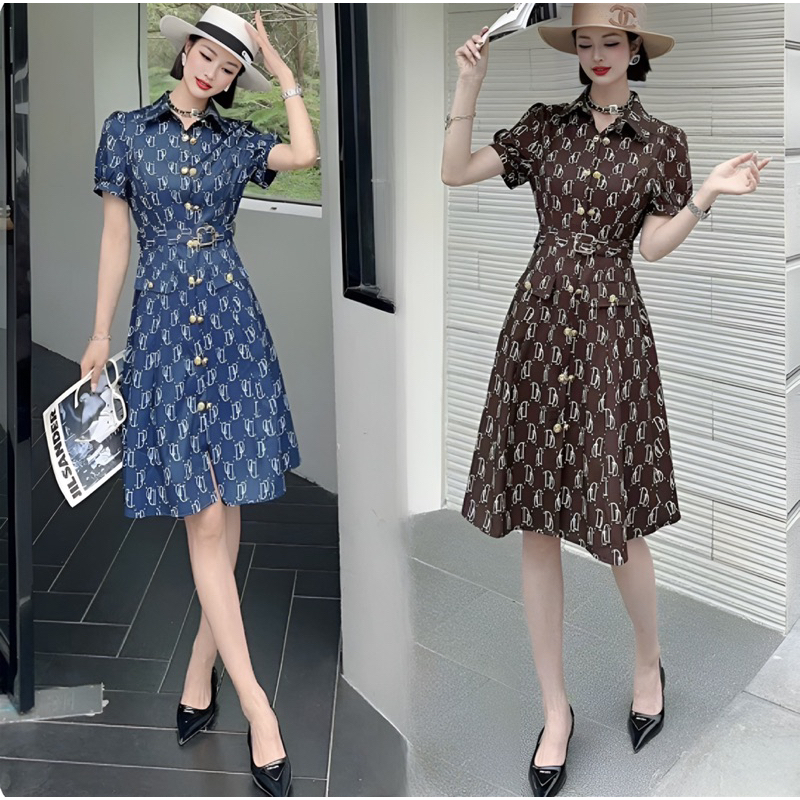 VÁY SƠ MI LỤA MỀM MẠI, DÁNG DÀI XÒE RỘNG KÈM NỊT TÔN DÁNG CHUẨN