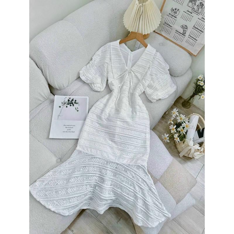 ĐẦM REN ĐUÔI CÁ TAY BỒNG