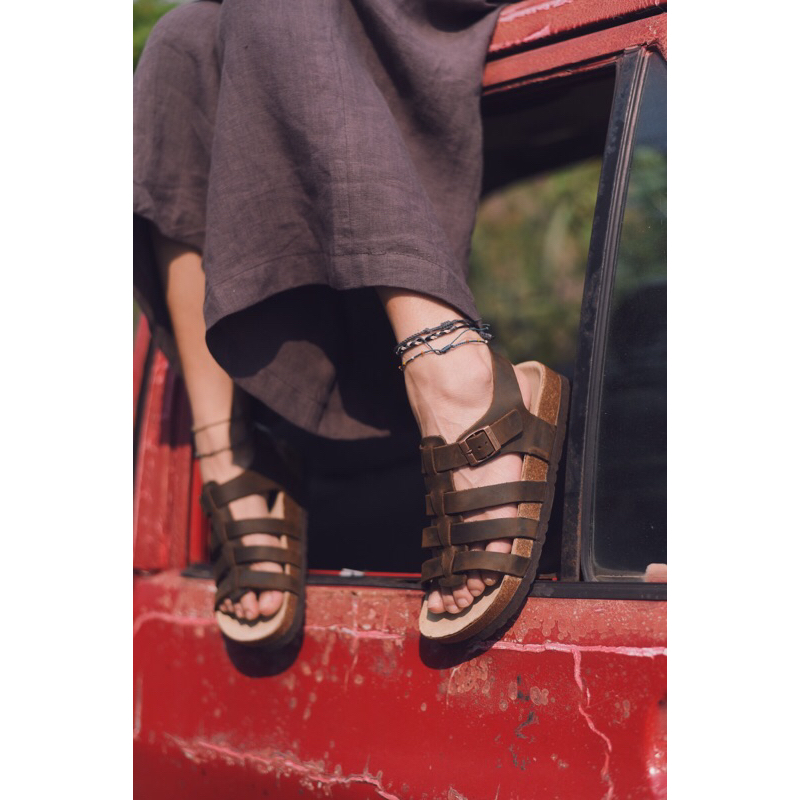 Giày Quân đế trấu da bò