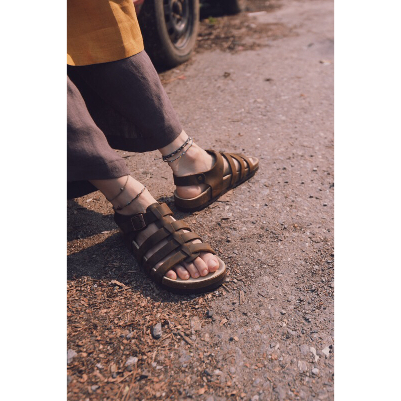 Giày Quân đế trấu da bò