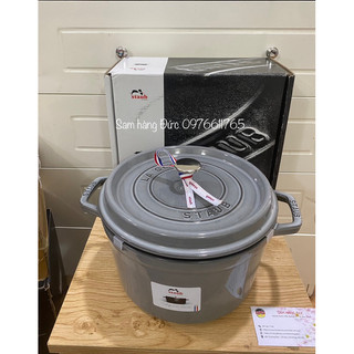 🇩🇪nồi gang staub cocotte haute ronde 24cm dáng cao 4,7l chính hãng từ đức- made in france dập đáy nồi