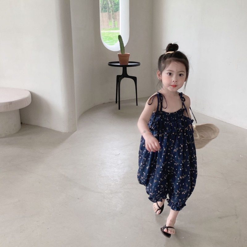 Jumsuit hoa nhí chun bèo ngực, buộc nơ vai siêu xinh Qccc
