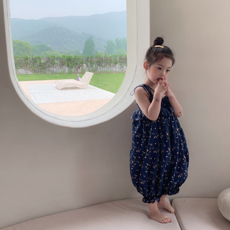 Jumsuit hoa nhí chun bèo ngực, buộc nơ vai siêu xinh Qccc