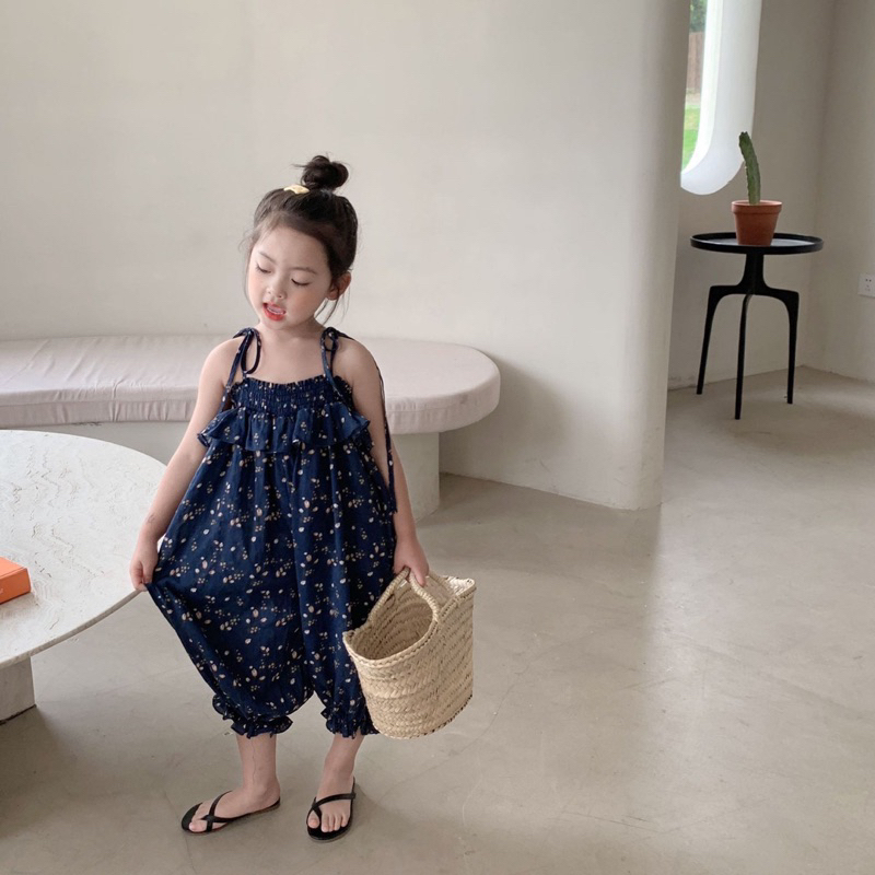 Jumsuit hoa nhí chun bèo ngực, buộc nơ vai siêu xinh Qccc