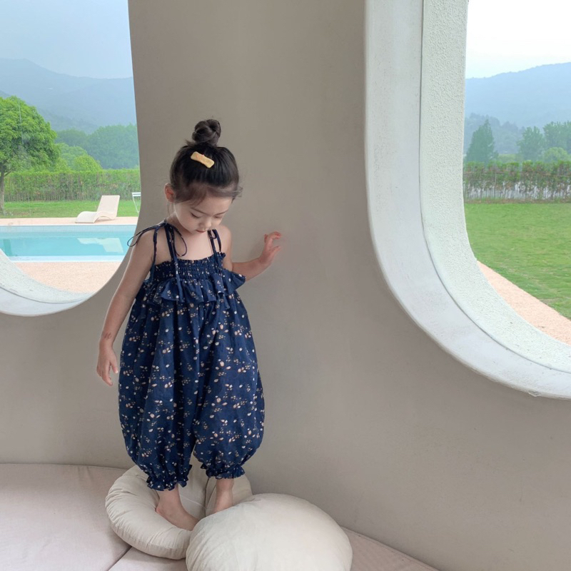 Jumsuit hoa nhí chun bèo ngực, buộc nơ vai siêu xinh Qccc
