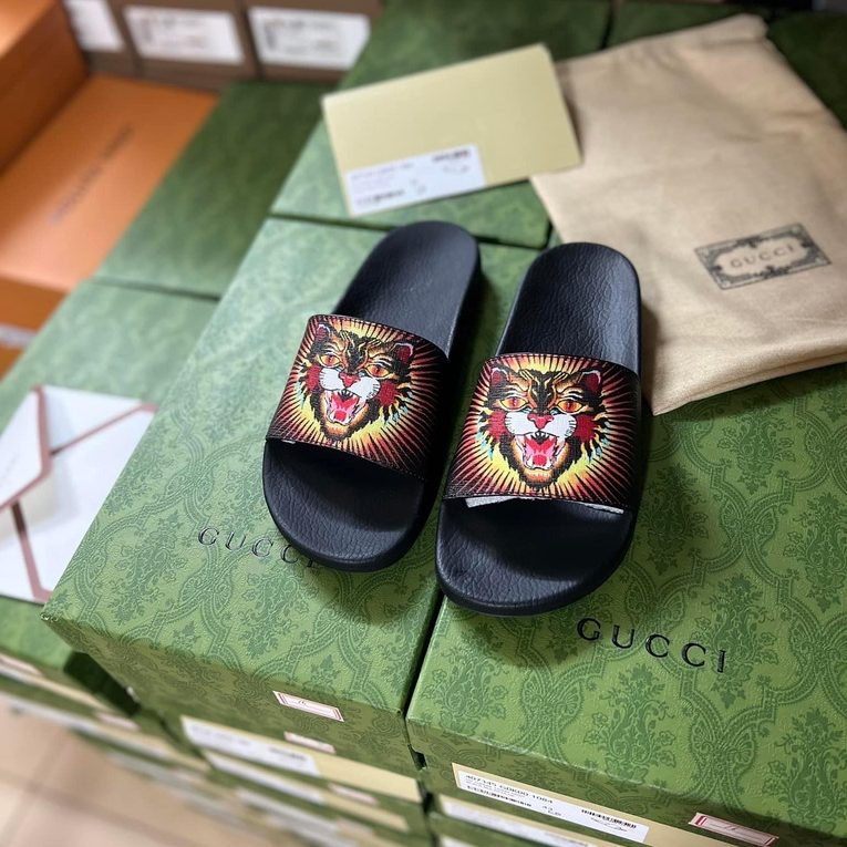 [ Hàng chuẩn QC ] Dép lê quai ngang Gucci mặt hổ LA on web fullbox bill thẻ phụ kiện