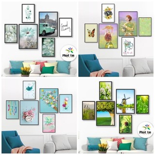 Bộ 6 tranh decor Phát Tín  trang trí tường, mẫu mới, tranh formex dán tường có sẵn keo.