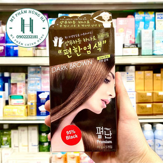 5 gói Gội phủ bạc thảo dược màu nâu đen Dyeing Pyeonan, gội khô nhuộm phủ bạc thảo dược Hàn Quốc
