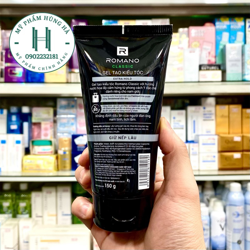 Gel tạo kiểu tóc Romano Classic Extra Hold số 4, giữ nếp lâu 150g