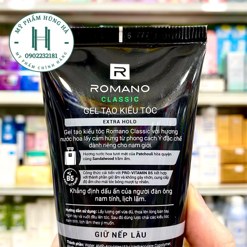 Gel tạo kiểu tóc Romano Classic Extra Hold số 4, giữ nếp lâu 150g