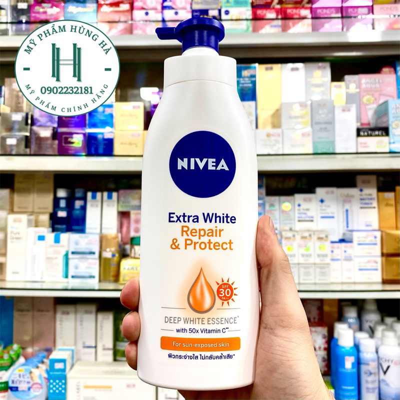 Dưỡng thể Nivea, sữa dưỡng trắng da toàn thân, chống nắng Nivea Extra White Repair & Protect Body Lotion SPF30 PA 350ml