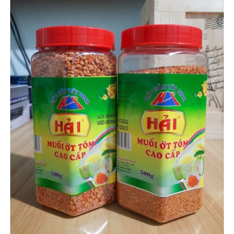 Muối ớt tôm cao cấp, đặc sản Tây Ninh (hủ nửa ký/500g) cay ngon đậm đà, hiệu muối Hải