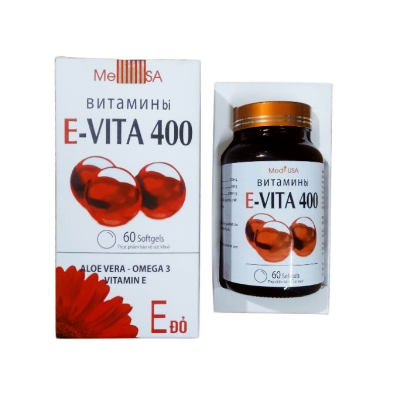 Vitamin E đỏ E-Vita 400 giúp làm sáng đẹp da - Hộp lớn 60v