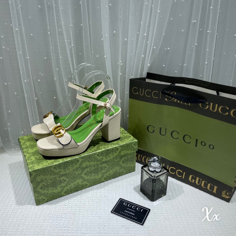 Cao Gót Gucci 2023 Đế Đúp Khoá Chữ Trắng Đen Full Size 35-39  -  By Anh Dinh Phuong