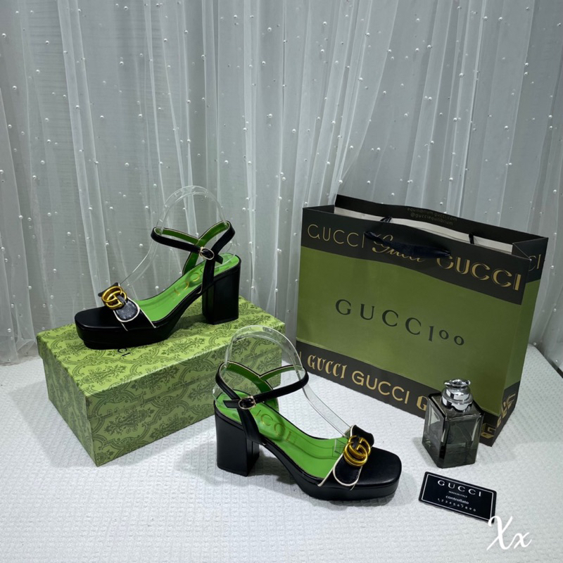 Cao Gót Gucci 2023 Đế Đúp Khoá Chữ Trắng Đen Full Size 35-39  -  By Anh Dinh Phuong