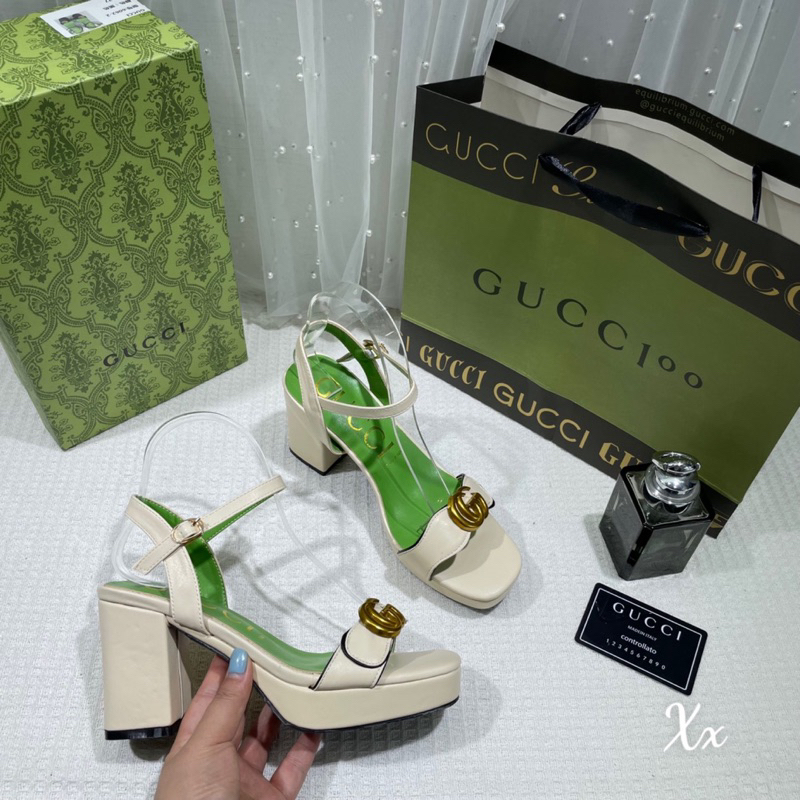 Cao Gót Gucci 2023 Đế Đúp Khoá Chữ Trắng Đen Full Size 35-39  -  By Anh Dinh Phuong