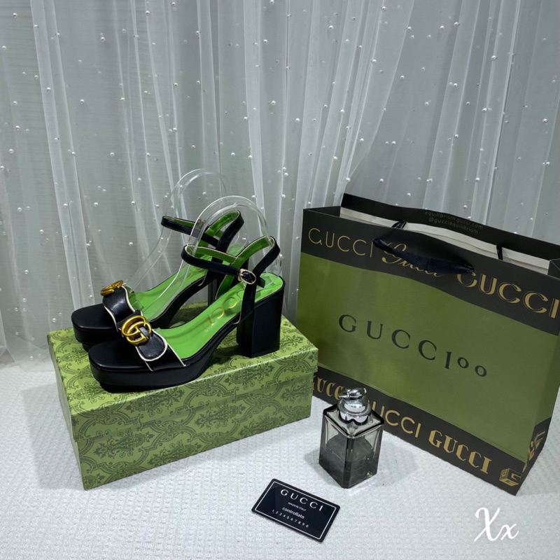 Cao Gót Gucci 2023 Đế Đúp Khoá Chữ Trắng Đen Full Size 35-39  -  By Anh Dinh Phuong
