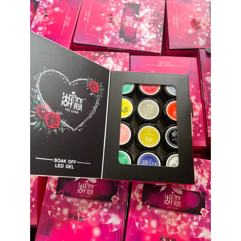 Set gel vẽ đặc 12 màu Hulian màu đặc siêu đẹp Nail