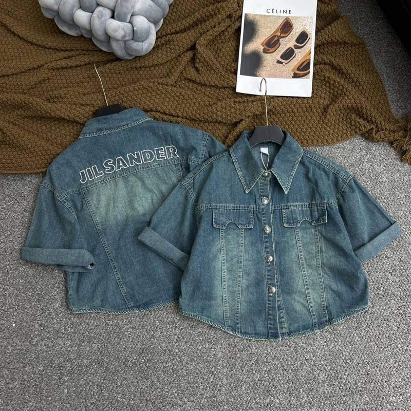 Áo sơ mi jeans bò rách dáng vừa hàng QCL1